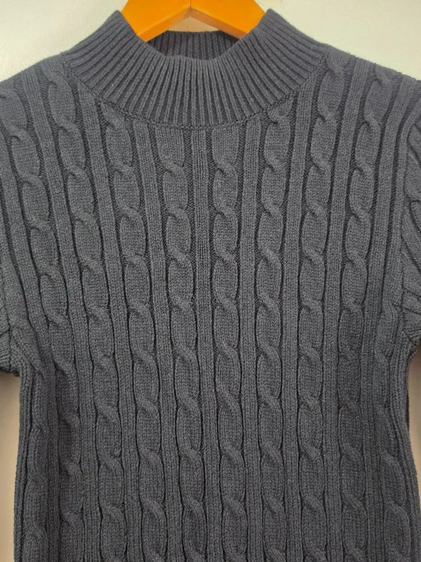Hollister Cable Knit Long Sleeve Sweater Mini Dress - Black - Women's Size M - Image 5