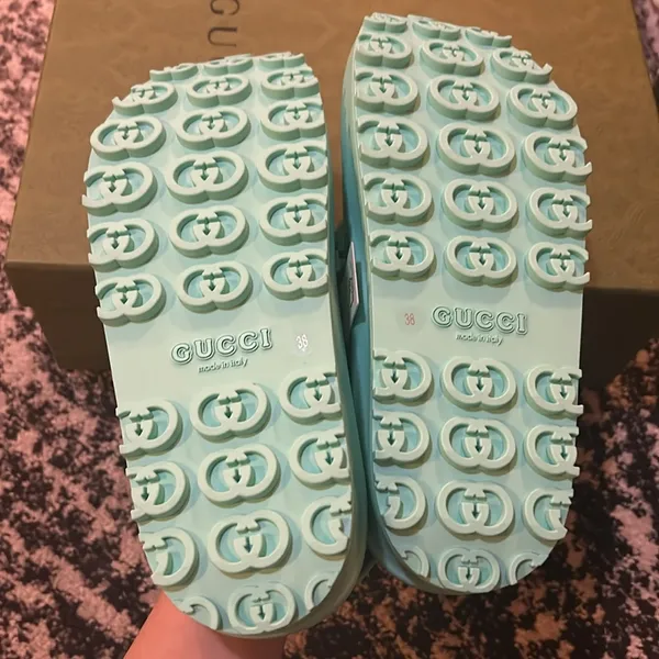 Gucci Horsebit Flatform Sandal Teal Cyan - Image 7