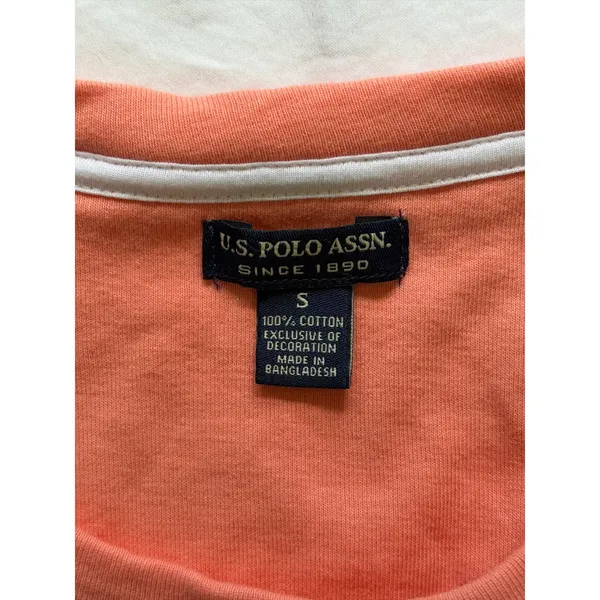 US Polo Assn Womens Coral Pink 3/4 Sleeve Cotton Scoop Neck Top Small Logo - Image 8