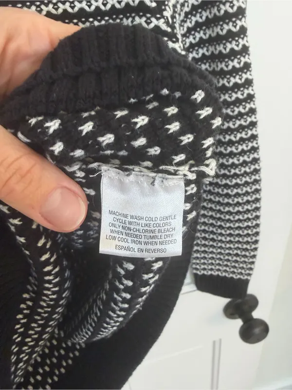 Charter Club Petite Black White Button Shoulder Knit Sweater P/M - Image 5