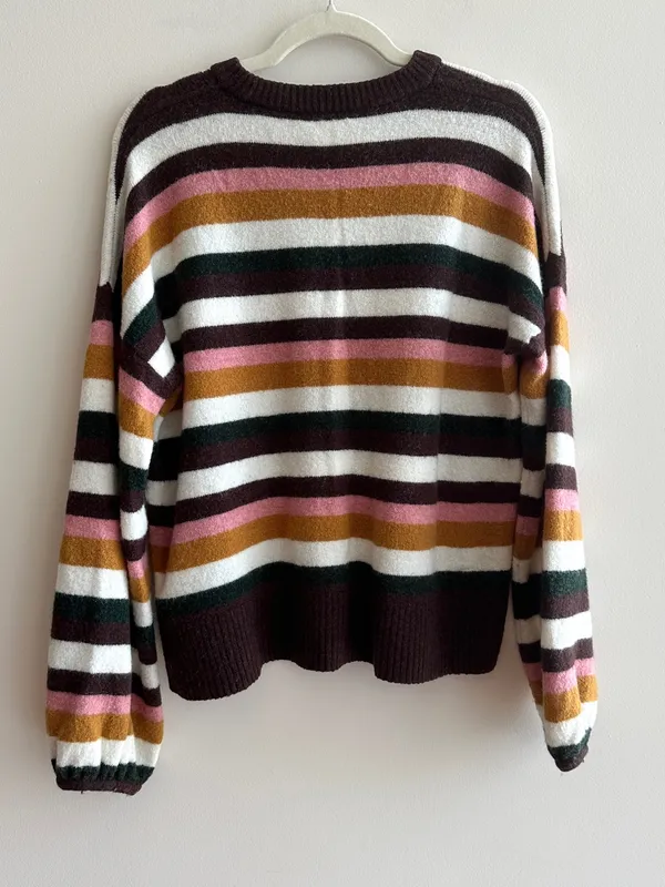 Madewell Women’s Payton Sweater Balloon Sleeve Stripe Cozy Wool Blend, Large - Image 13