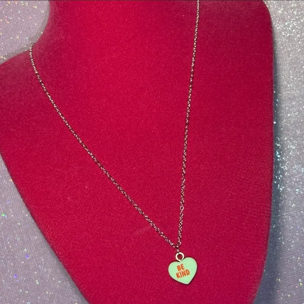 Be Kind Heart Necklace Sterling Silver 925 Jewelry Blue - Image 4