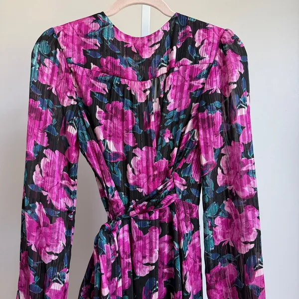 WAYF‎ sz S pink floral wrap upscale maxi dress - Image 7