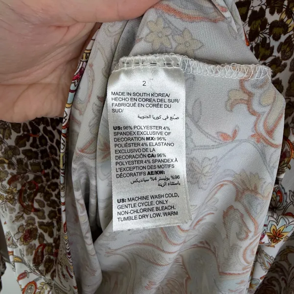 Chicos Mixed Print Blouse Size 2 Large Leopard Floral Paisley Stretch Boho Comfy - Image 6