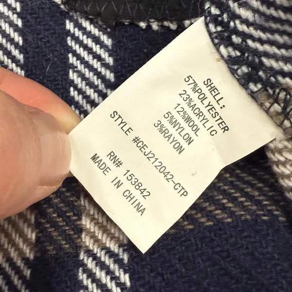 Melloday Blue Plaid Wool Blend Open Front Notch Lapel Coat XL NWOT - Image 6