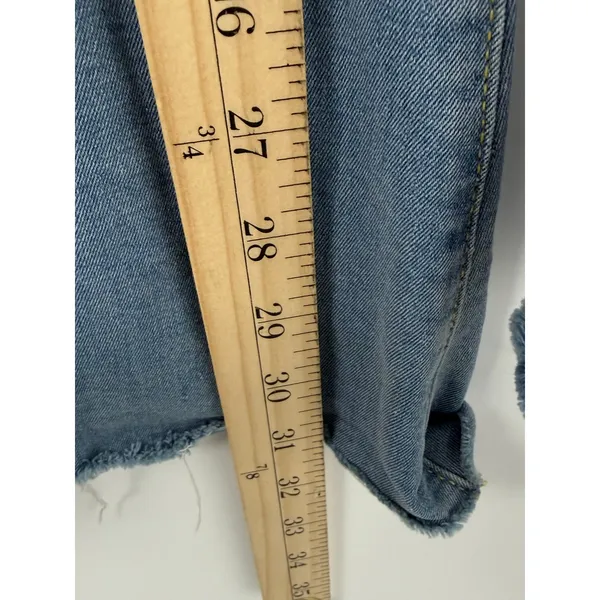 Free People Just Float On High Rise Flare Jeans W27 Light Wash Raw Hem Boho - Image 13