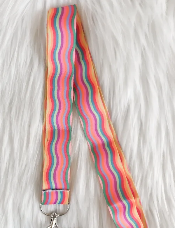 rainbow wavy stripe lanyard with Id/ card holder - Image 3