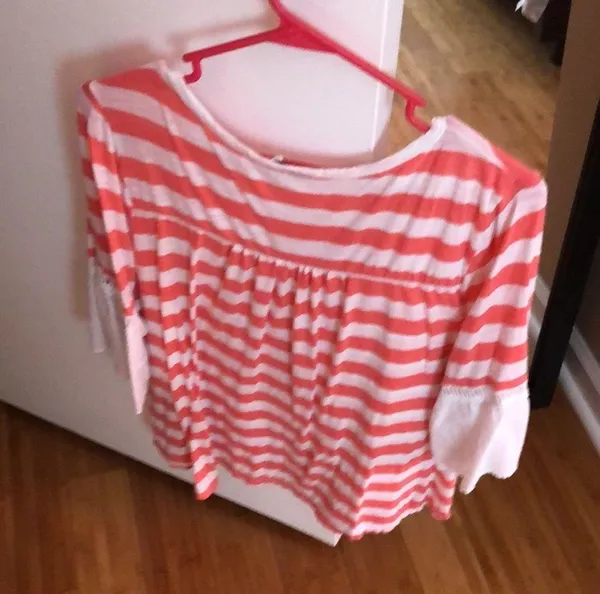 Crown and ivy xl orange and white 3/4 sleeve women’s top - Image 5