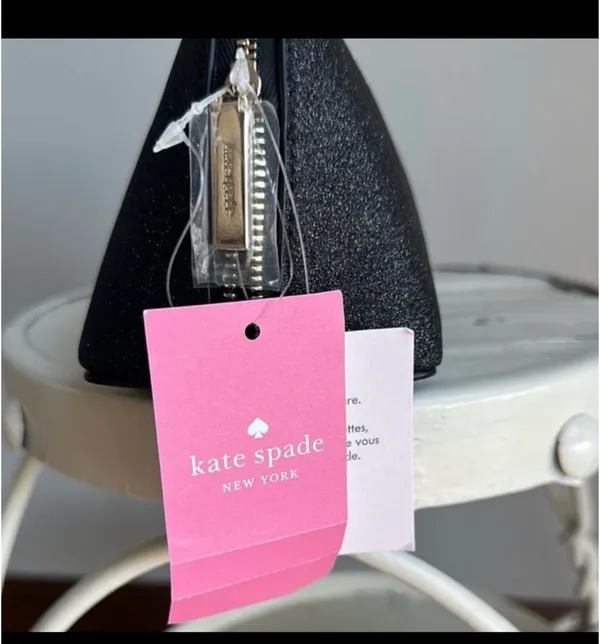 NWT Kate Spade Shimmy Glitter Fabric Small Black Women's Cosmetic Bag - Image 2