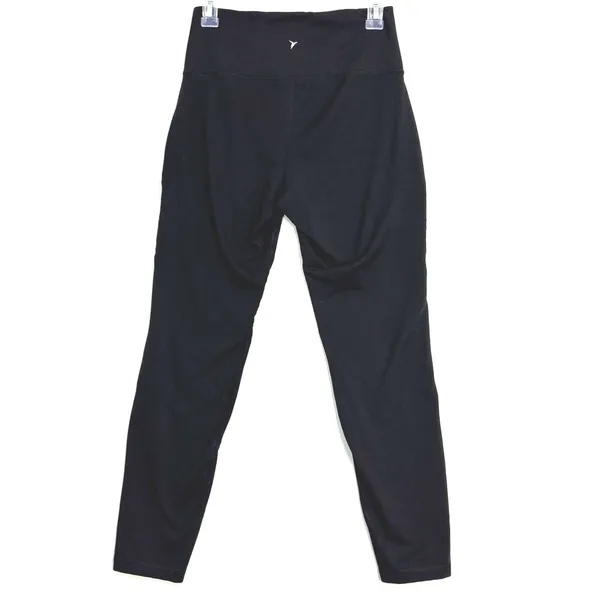 Old Navy Go-Dry Active Ankle Leggings Women M Black Ribbed Panel High Waist Yoga - Image 4