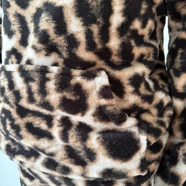 Microfiber Leopard Pajama Set Hoodie Joggers Loungewear Sleepwear Animal Primt - Image 4