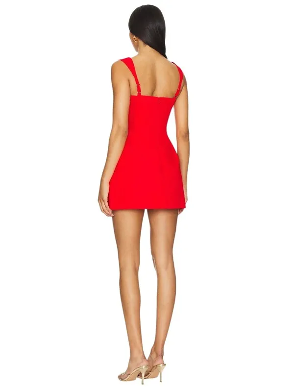 Amanda Uprichard Bethany Romper in Crimson Medium New Womens Mini Dress Skort - Image 2
