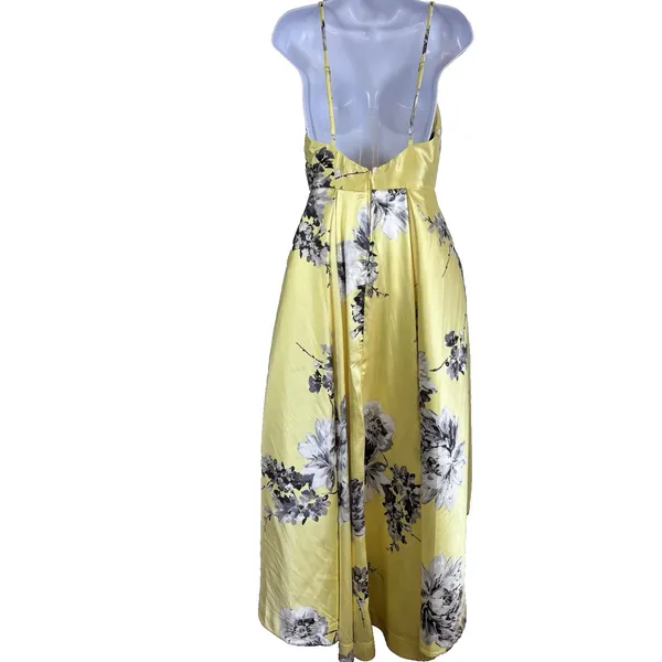 Speechless Yellow Floral High Low Dress Size 5 Spaghetti Strap Prom Formal Satin - Image 4