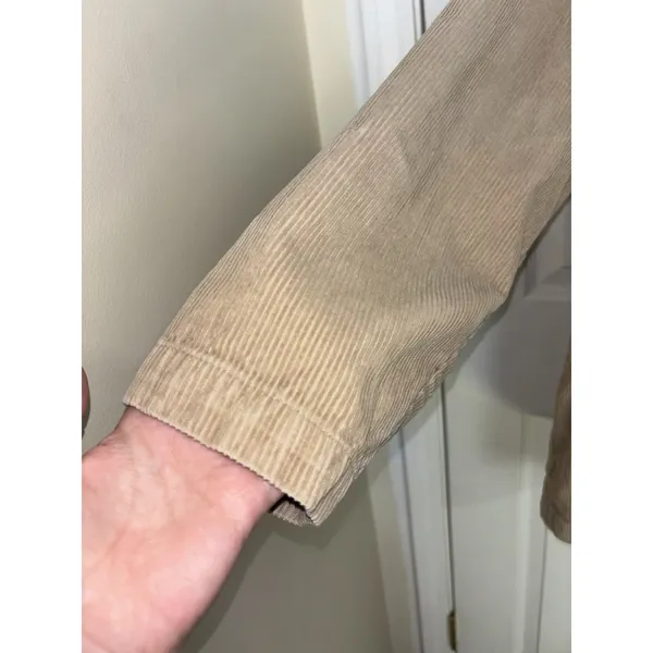 Dress Barn Vtg 90s Tan Wide Wale Corduroy Chore Coat Patch Pocket Barn Jacket M Work Wear - Image 6