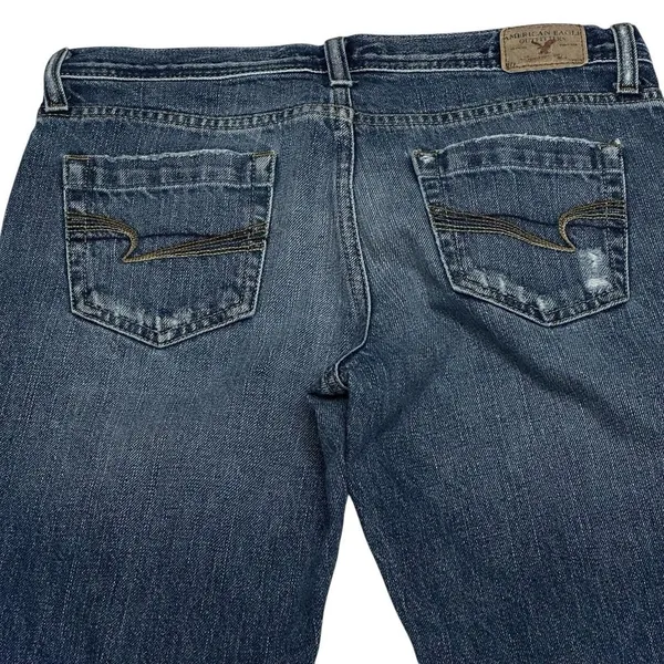 Vintage American Eagle Mid Rise‎ Flare Blue Denim Jeans Women's Size 4 Reg. Y2K - Image 5