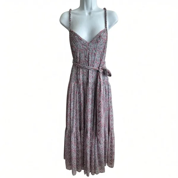 ASTR The Label Dress Sz S Chiffon Strap Maxi Dress Tiered Open Back Floral - Image 2