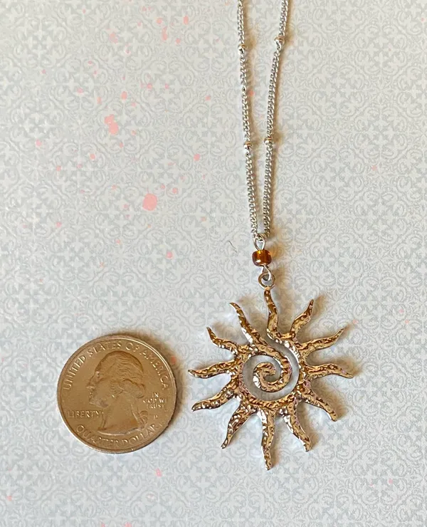 Handmade stainless steel sun boho retro vintage style necklace☀️ - Image 5