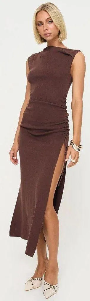 LIONESS NWT Original Sin Midi Dress in Chocolate. Size Medium - Image 2