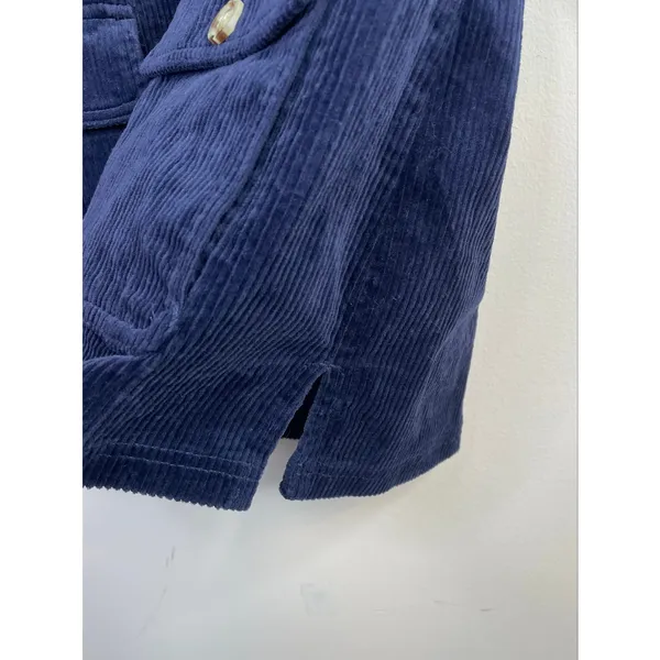 Appleseeds Wide Wale Corduroy Shacket Barn Coat Chore Jacket Stretch Navy Blue M - Image 6
