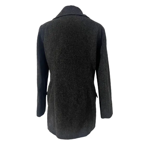 New York & Company Women's Wool Blend Double Breasted Pea‎ Coat Charcoal Size 4 - Image 4