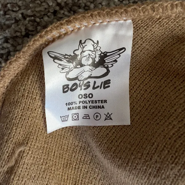 Boys Lie Angel Logo Beanie Tan Cuffed‎ Knit Hat One Size Streetwear Y2K - Image 4