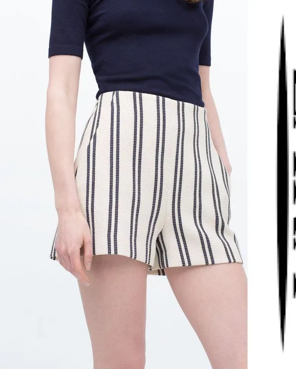 Zara High Waist Stripe Shorts XS - Image 2