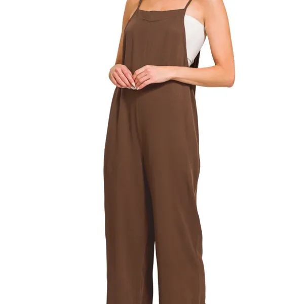 Zenana Rayon‎ Woven Wide Leg Jumpsuit - Large - Image 2