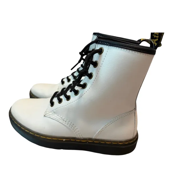 Dr. Martens White Leather Zavala Combat Boots Women's 6 Men's 5 - Image 2