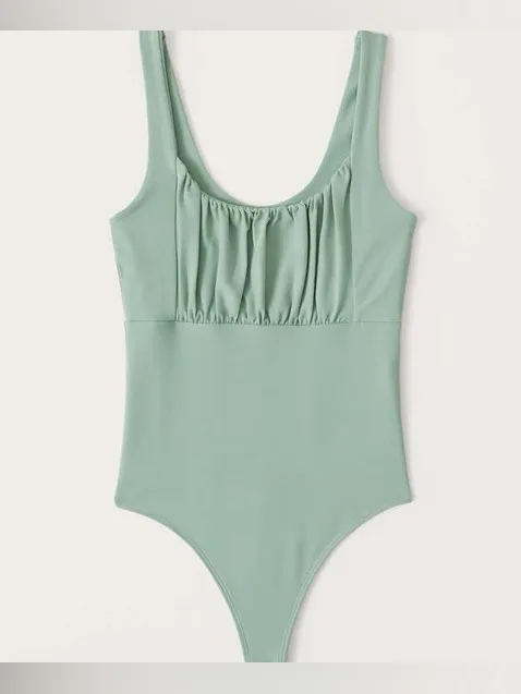 Abercrombie & Fitch Soft‎ A&F Ruched Sage Green Bodysuit - Image 7