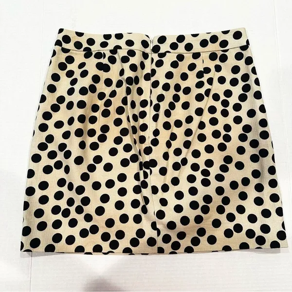 J. Crew Factory Polka Dot Mini Skirt Women's 4 Black Ivory Preppy Career‎ Dainty - Image 4