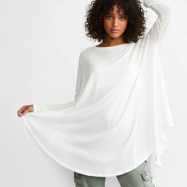 Free People We The Free Aria Trapeze Oversized Top White Medium NWOT - Image 2