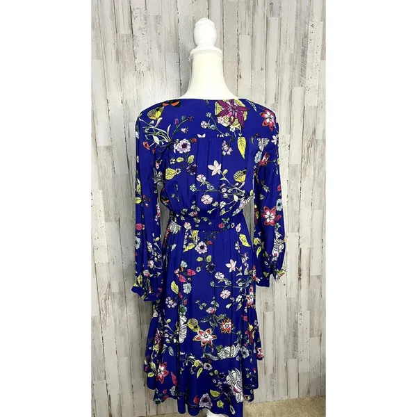 Maeve by Anthropologie Women's XS Blue Floral Long Sleeve Knee Length Dress‎ - Image 6