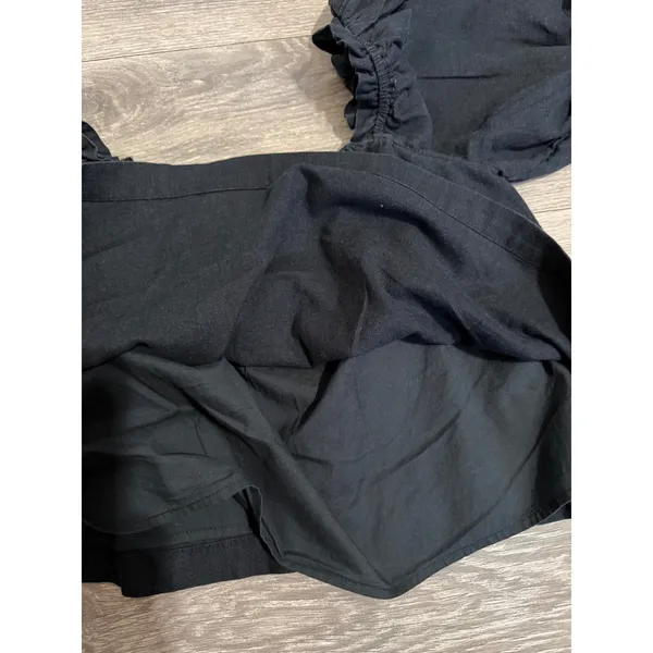 Abercrombie & Fitch Womens Crop Top Size S Black Linen Cotton Off The Shoulder‎ - Image 7