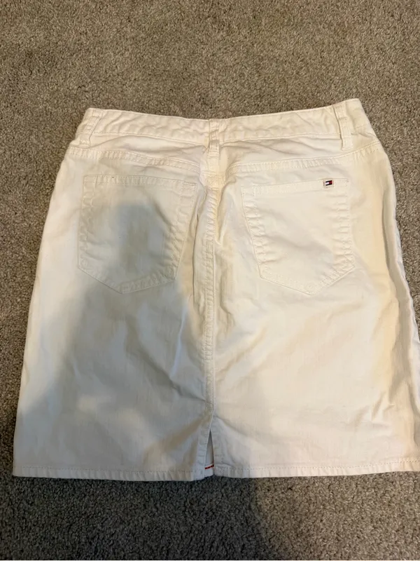 Tommy Hilfiger White Denim Mini Skirt - Image 2