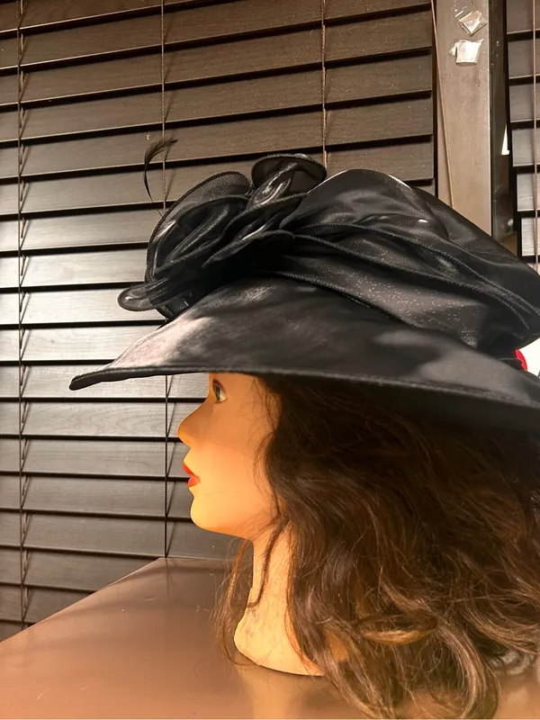 Vintage Classic Black Women's Dress Hat with Decorative Bow Accent GIOVANNIO - Image 3