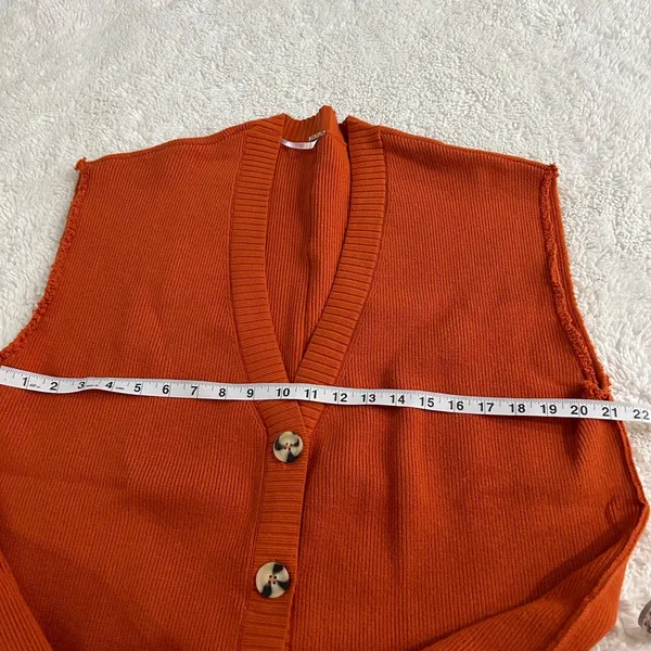 Free People Womens Orange Oversized Sweater Vest Sz M Boho Indie Tomato Granola - Image 4