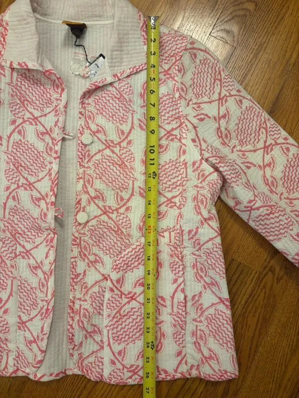 NWT ANU by Natural Reversible Pink Poppy Jacket 100% Cotton Block Print Boho |L - Image 8