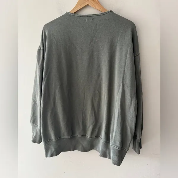 Aerie Sage Green Distressed Oversized Crewneck‎ Pullover - Image 4