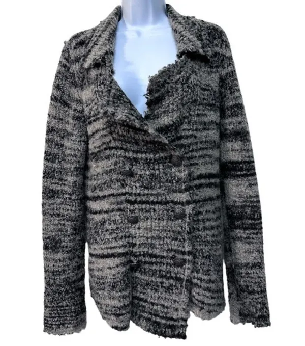 Free People Womens Zebra Yarn Double Breasted‎ blazer Size S - Image 2