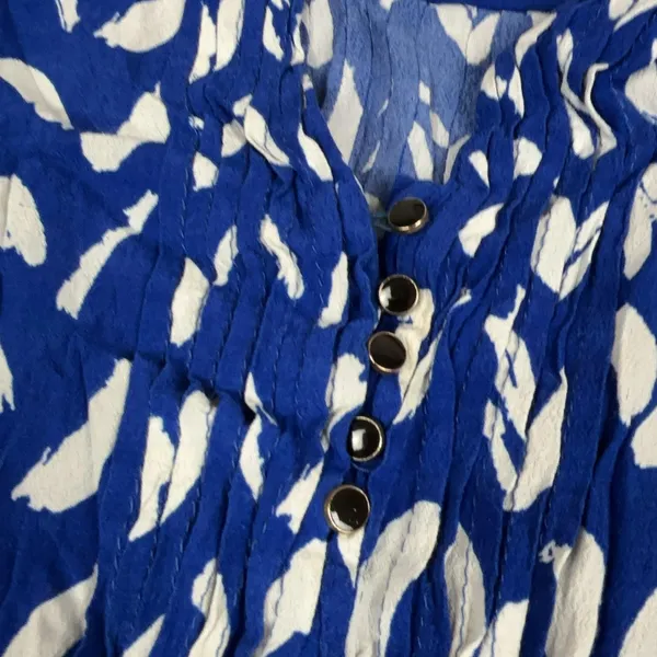 Maeve Anthropologie‎ Dress Womens XS Blue Geometric Henley 3/4 Sleeve - Image 2