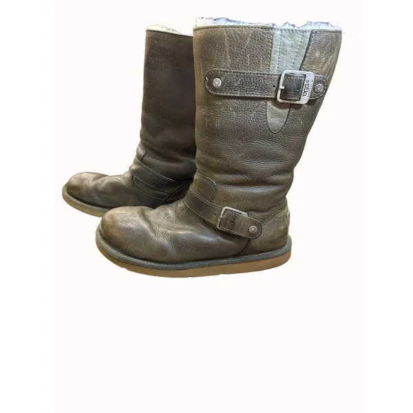 UGG Australia women’s brown fur lined leather boots size 7 SKU 5550 - Image 2