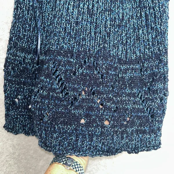 Pilcro Women Medium Marled Blue Cotton Knit Racerback Tank Top Pointelle Italy - Image 8