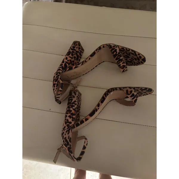 Lulus Leopard Print Block Heel Sandals Ankle Strap Cheetah Print Tan Black 6.5 - Image 7