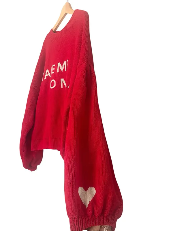Maeve Red‎ 'Take Me to Milan' Crewneck Cotton Knit Relaxed Sweater Size XL - Image 2