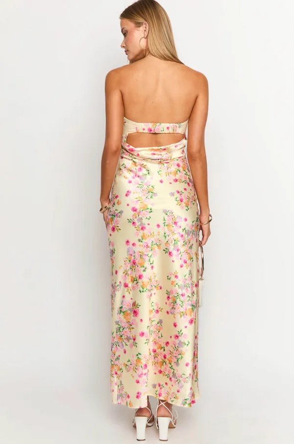 Beginning Boutique Maiah Yellow Bloom Maxi Dress - Image 5