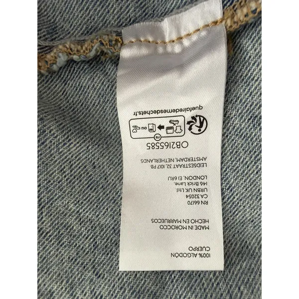 Free People We The Free Aimee Denim Long Vest‎ Ultra Light Beam Women's Size Med - Image 12