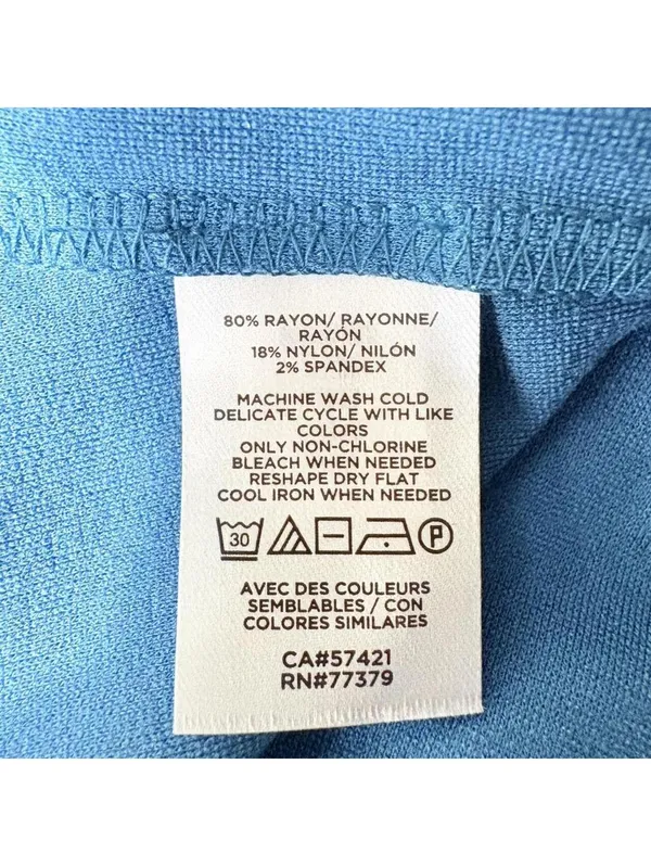 Ann Taylor Factory Blue Rayon T-Shirt with Cut-Out Sleeves, New with Tags - Image 7