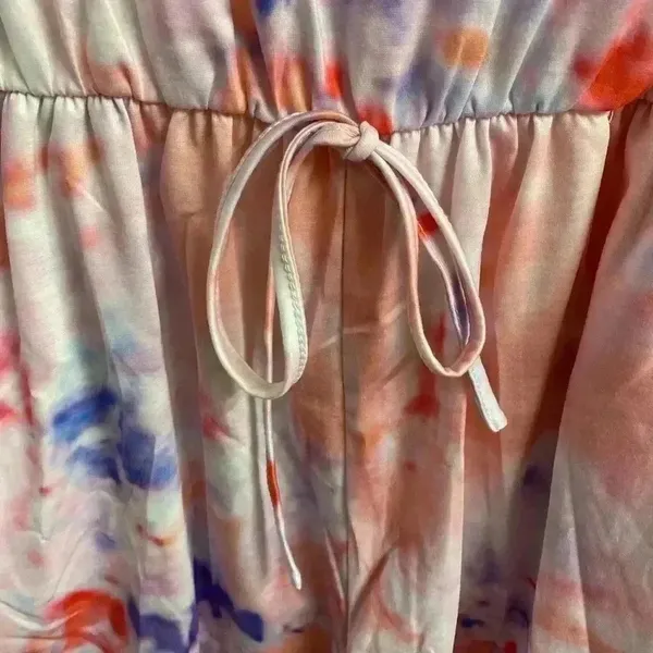 🆕Lightweight Lavender Peach Tie Dye Romper M🆕 Orange Size M - Image 6