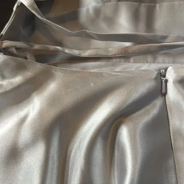 Women’s Silver Satin Short Prom Party Dress Spaghetti Straps Size 6 *READ - Image 10