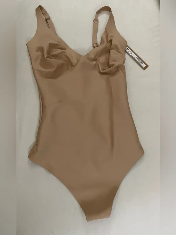 SKIMS NWT Core Sculpt Plunge Thong Bodysuit Clay Tan Color Size L - Image 3